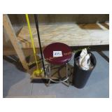 Bar Stool, Push Broom, Corner Broom, Garbage Can