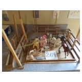 Wooden Corral/Fence & Misc. Horses