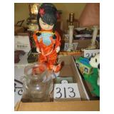 Asian Doll, Clock & Vase