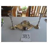 Gorham Bowl. Silver Tray & Candle Sticks