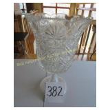Large Cut Glass Crystal Pedestal Vase