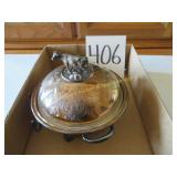 Silver Plated Serving Dish w/Cow Top