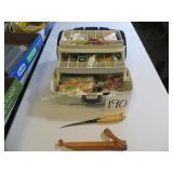 Blue & White Loaded Tackle Box & Fillet Knife