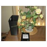 Silk Flowering Plant & Waste Basket