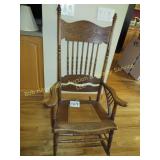 Vintage Cane Seat High Back Rocking Chair