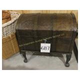 Hump Back Tin Covered Trunk on Legs