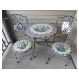 Stained Glass Inlayed Table & Chairs