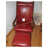 Burgandy Leather Chair and Ottoman