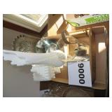 Vintage Milk Glass Vase, Candy Dish, Wooden Box