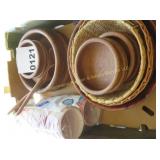 Wood Bowls Spoons And Red Solo Cups