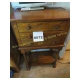 Antique Wood Table w/Drawers & Shelf