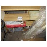 Wooden Shelf w/Metal L Hangers, Curtain Rods
