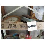 Wood Clock And Misc Wood Decor