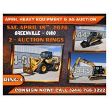 APRIL HEAVY EQUIPMENT AUCTION SAT. APRIL 18th. 