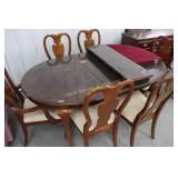 Oval Table, 2 Leaves, 6 Chairs