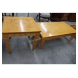 Blonde Wood Coffee Table & End Table