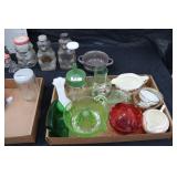 Green Depression Pieces, Banks, Misc- 3 Flats of