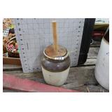 2 Quart Brown & White Crock Churn