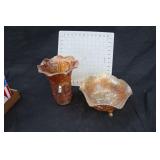 2- Marigold Carnival Glass Pieces