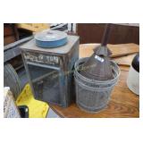 Cracker Tin, Minnow Basket, Hand Clothes Washer