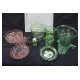 Pink and Green Depression Glass