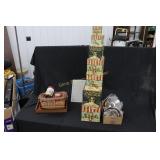 Graduated Boxes, Radios, Baskets, Glass - 4 Total
