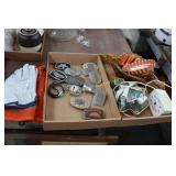 Pair of Work Gloves, Belt Buckles, Misc- 3 Flats