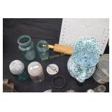 Graniteware, Old Jars- 2 Flats of Misc