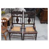 Pair of Cane Bottom Pressed Back Chairs