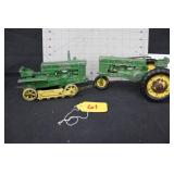 John Deere Toys- 3 Tractors, 1 Manure Spreader, 1