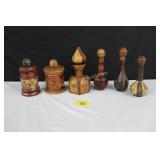 Leather wrapped Decanter bottles and Ceramic Canis