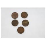 5 Indian Head Pennies