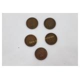 5 Indian Head Pennies