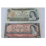 Bank of Canada Notes- One Dollar & Two Dollar