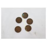 5 Indian Head Pennies