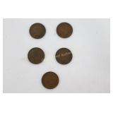 5 Indian Head Pennies
