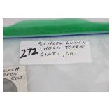 School Lunch Check Token Cinci, OH- in box