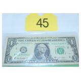 One of a kind 2013 ONE DOLLAR BILL