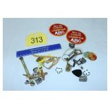Lock and Key,Thimble, Eyeglass Magnifier, Key