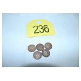 5 Indian Head Pennies