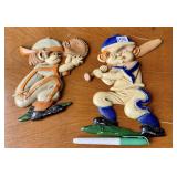 2 SEXTON METAL WALL PLAQUES