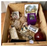 WOOD BOX AND CONTENTS