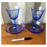 4 PC BLUE GLASS