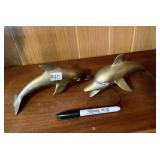 2 BRASS DOLPHINS