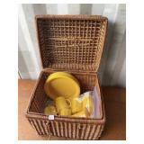 PICNIC BASKET AND DISHES