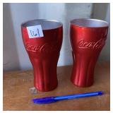 2 METAL COCA COLA GLASSES