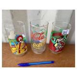 3 COCA COLA GLASSES