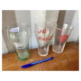 3 COCA COLA GLASSES