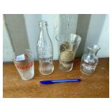 COCA COLA BOTTLE & 3 GLASSES