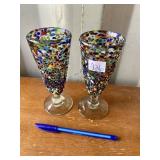 HAND BLOWN MEXICAN CONFETTI GLASSES